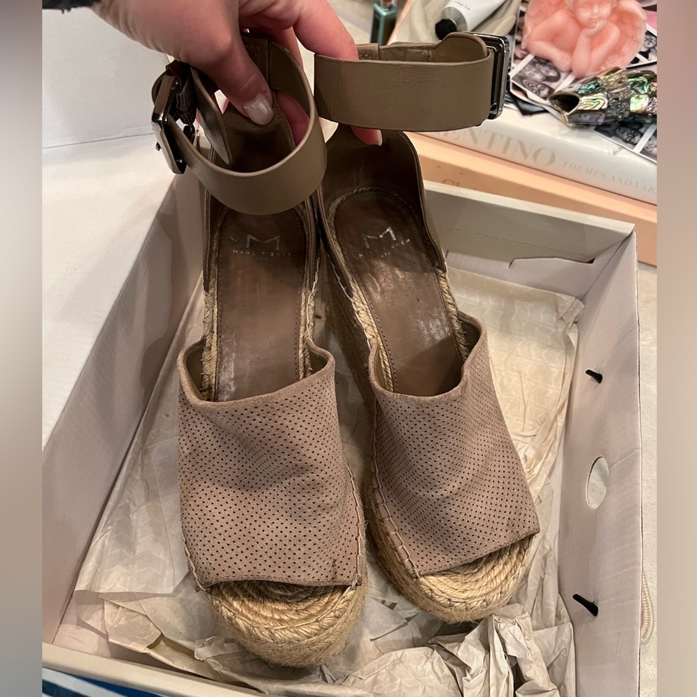 Marc Fisher Beige Espadrille Wedges